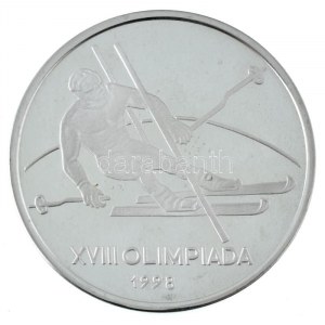 Roumanie 1998. 100L Ag XVIII. Téli Olimpia, Nagano - Síelő kapszulában T:PP folt Roumanie 1998. 100 Lei Ag ...