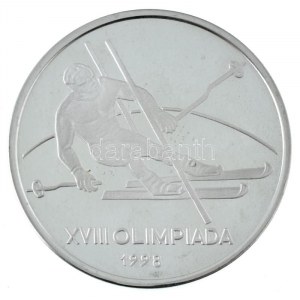 Románia 1998. 100L Ag XVIII. Téli Olimpia, Nagano - Síelő kapszulában T:PP folt Romania 1998. 100 Lei Ag ...