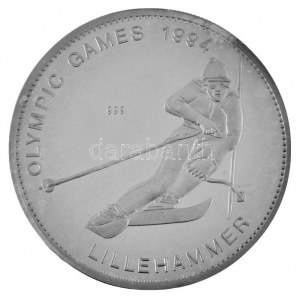 Zambia 1994. 20K Ag Téli Olimpia - Lillehammer T:PP halvány patina / Zambia 1994. 20 Kwacha Ag Winter Olympics ...