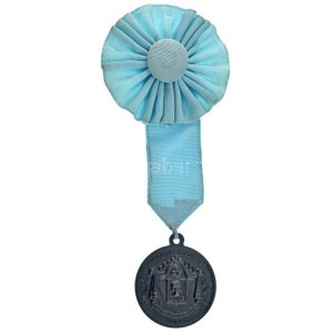 Svájc 1851. L De S J De l'Union des Coeurs R R O De Genéve kétoldalas bronz szabadkőműves érem kék szalagon T...