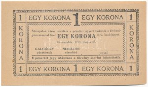 Sárospatak 1919. 1K számozás nélküli T:AU sarokhajlás, tűlyuk / Węgry / Sárospatak 1919....