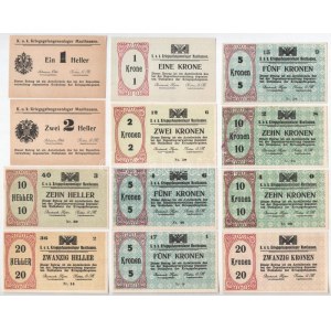 Ausztria / Mauthausen hadifogolytábor ~1914-1918. 1h - 20K, mindegyik bélyegzésekkel érvénytelenítve a hátlapon (12x) T...