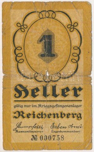 Ausztria / Reichenberg hadifogolytábor ~1914-1918. 1h T:VG / Austria / Reichenberg POW Camp ~1914-1918. 1 Heller C...