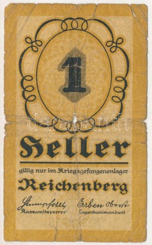 Ausztria / Reichenberg hadifogolytábor ~1914-1918. 1h T:VG / Autriche / Camp de prisonniers de guerre de Reichenberg ~1914-1918. 1 Heller C...