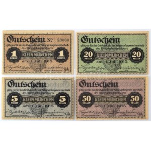 Ausztria / Kleinmünchen hadifogolytábor 1915. 5h + 20h + 50h + 1K T:AU sarokhajlások / Österreich ...