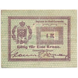 Osztrák-Magyar Monarchia / Bukowina / Czernowitz ~1914. 1K szárazpecséttel T:F / Monarchia Austro-Węgierska / Bukowina ...