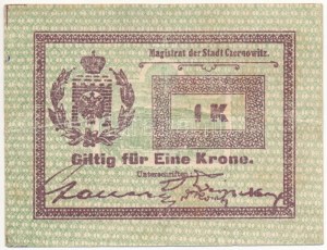 Osztrák-Magyar Monarchia / Bukovina / Czernowitz ~1914. 1K szárazpecséttel T:F / Rakúsko-uhorská monarchia / Bukovina ...