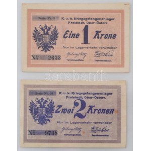 Ausztria / Freistadt hadifogolytábor ~1916. 1K Serie Nr. 3 - 2633 + 2K Serie Nr. 10 9748...