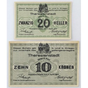Ausztria / Theresienstadt hadifogolytábor 1917. 20h + 10 koron T:AU sarokhajlások / Austria ...