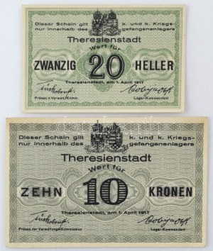 Ausztria / Theresienstadt hadifogolytábor 1917. 20h + 10 Corone T:AU sarokhajlások / Austria ...