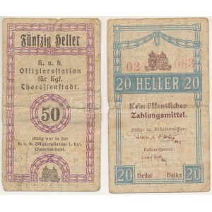 Ausztria / Theresienstadt tiszti hadifogolytábor 1917. 20h + 50h T:F,VG ragasztással / Österreich ...