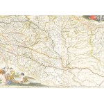 Duna folyamtérképe a forrásától a torkolatig. A térkép jobb felső sarkában címe: Danubio, Fluvius Europae Maximus...
