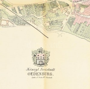 Königl. Freistadt Oedenburg [Sopron szabad királyi város térképe, 1871] Lithographiert von F. Szita. W[iene]r...