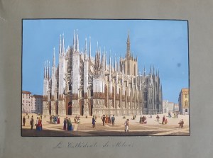 Album 1850-1870 között, Milánó (Piazza del Duomo) gyönyörű kézzel színezett látképével. - Egyedi összeállítású...