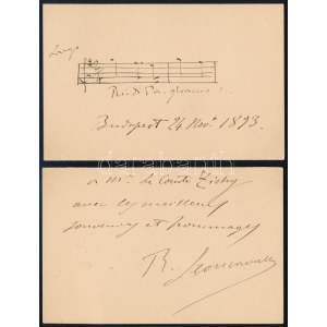 Ruggero Leoncavallo (1857-1919) olasz zeneszerző és zongorista autográf dedikációja gróf Zichy Móric részére...