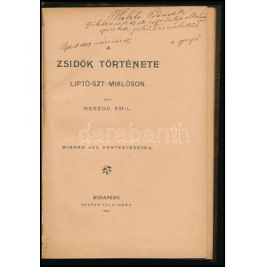 Herzog Emil: -Miklóson. A szerző, Herzog Emil által DEDIKÁLT példány, datumozva (Bp., 1919...