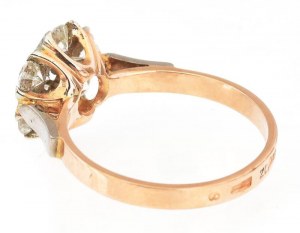 Arany (Au) 14K gyűrű gyémántokkal, 7 db 0,2 ct gyémánttal, jelzett, m: 58, br: 3,74 g