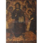 Ikon - Nagy Deészisz. Orosz ikonfestő, 18. sz. vége - 19. sz. első fele, tojástempera, fa, sérüléssel, hiánnyal, 31...
