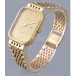 Omega Geneve 14K arany (Au) kvarc karóra, 14k arany szíjjal. jelzett, hibátlan számlappal, elem nélkül 30x25 mm, br: 55...