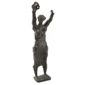 Kerényi Jenő (1908-1975) : Színészet. 1967, bronz kisplasztika, talpon jelzett : KJ, m : 34 cm. Reprodukálva : Rózsa Gyula...