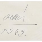 Gellér B. István (1946-2018), 2 db mű: Gesztusok, 1969. Monotípia, papír, mindkettő jelzett a hátoldalán. Paszpartuban...