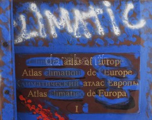 Swierkiewicz Róbert (1942-2019) : Le climat artistique de l'Europe, 1986. Vegyes technika, kollázs, applikáció, karton...