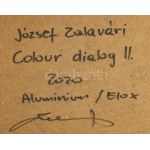 Zalavári József (1955-): Dialogo a colori II., 2020 Alumínium eloxal. Jelzett a hátoldalán. 52x51 cm. / alluminio eloxal...