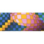 Victor Vasarely (1908-1997) : Op-art kompozíció. Szitanyomat, papír. Jelzett, számozott : 121/300. Üvegezett keretben...