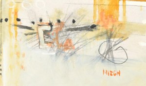 Misch Ádám (1935-1995) : Nyáron. Olaj, kréta, ceruza, farost, jelezve középen lent (Misch)...