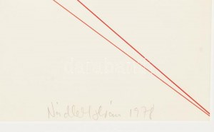 Nádler István (1938-): (cím nélkül). Szitanyomat, papier, jelzett. Üvegezett keretben...