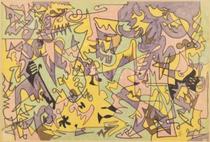 ef Zámbó István (1950) : Absztrakt táj. Akvarell, tus, papír. Jelezve jobbra lent : ZI monogrammal. Proveniencia : 41...