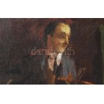 Iványi Grünwald Béla (1867-1940): Festő és aktmodellek. Olaj, vászon, jelezve jobbra lent. Restaurált, dublírozott...