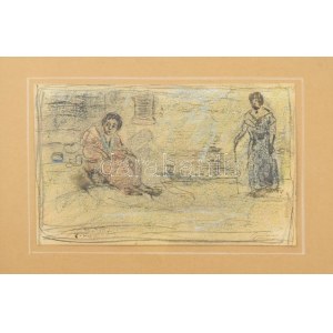 Gulácsy Lajos (1882-1932): Jelenet. Ceruza, papír, jelezve jobbra lent: Gulácsy. 9x14,5 cm. Provenienza...