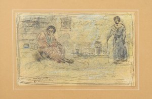 Gulácsy Lajos (1882-1932): Jelenet. Ceruza, papír, jelezve jobbra lent: Gulácsy. 9x14,5 cm. Proveniencia...