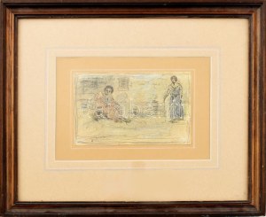 Gulácsy Lajos (1882-1932): Jelenet. Ceruza, papier, jelezve jobbra lent: Gulácsy. 9x14,5 cm. Proveniencia...