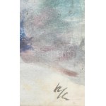 Kernstok Károly (1873-1940) : Vízparton ülő nő/Tájkép merengő nővel. Akvarell, papír. Jelezve jobbra lent : KK...