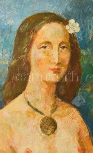 Gulyás Dénes (1927-2003) : Mona Lisa elvesztette mosolyát (cím nélkül), 1977. Olaj, farost, jelezve jobbra lent...
