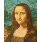 Gulyás Dénes (1927-2003) : Mona Lisa elvesztette mosolyát (cím nélkül), 1977. Olaj, farost, jelezve jobbra lent...