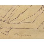 Kondor Béla (1931-1972): Bukás. Tus, toll, ceruza, papír, jelezve középen lent. Üvegezett fakeretben...