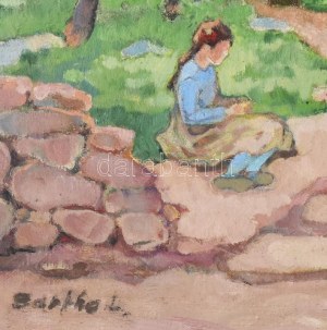 Bartha László (1902-1998) : Erdélyi falurészlet. Olaj, vászon, jelzett, fakeretben, 39×50 cm / huile sur toile, signée...