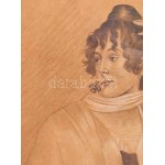Faragó Géza (1877-1928) : Párizsi dáma. Ceruza, fedőfehér, papír, jelzett, üvegezett fakeretben, 39,5×29...