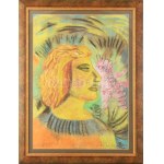 Klie Zoltán (1897-1992): Női arckép. Pasztell, papír, jelezve jobbra lent, üvegezett fakeretben, 68x49 cm ...