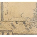 Báró Mednyánszky László (1852-1919) : Gyár látképe. Ceruza, papír. Jelezve jobbra lent. Üvegezett fa keretben. 9,5x15...