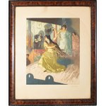 Almery Lobel-Riche (1877-1950) : Táncosnők. Akvatinta, papír, jelzett, számozott (173). Üvegezett, dekoratív, fakeretben...