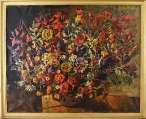 Basch Andor (1885-1944): Virágcsendélet, 1940. Olaj, vászon, jelezve balra lent. Dekoratív fakeretben...