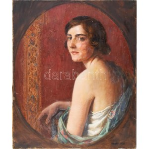 Knopp Imre (1867-1945): Női portré (Gombaszögi Ella?). Olaj, vászon, jelzett...