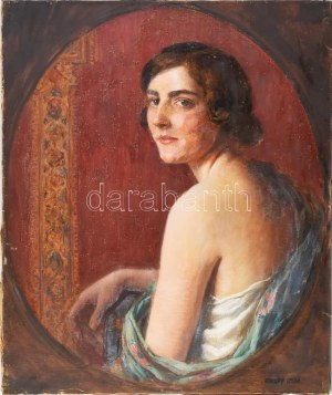 Knopp Imre (1867-1945): Női portré (Gombaszögi Ella?). Olaj, vászon, jelzett...