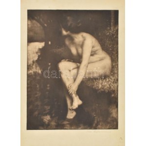 Max Pietschmann (1865-1952). La baigneuse / Fürdőző akt. Mezzotinto, papír. Dimensions : 24x18 cm