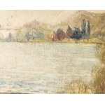 Tihanyi János Lajos (1892-1957): Balaton. Olaj, vászon, jelezve jobbra lent. Dekoratív, régi fakeretben, 70x100 cm ...