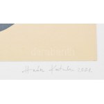 Haász Katalin (1971-): Catenary Irises, 2021. Olaj, kollázs, papír. Jelzett, számozott (0 1/1). 23x23 cm. Egyedi...